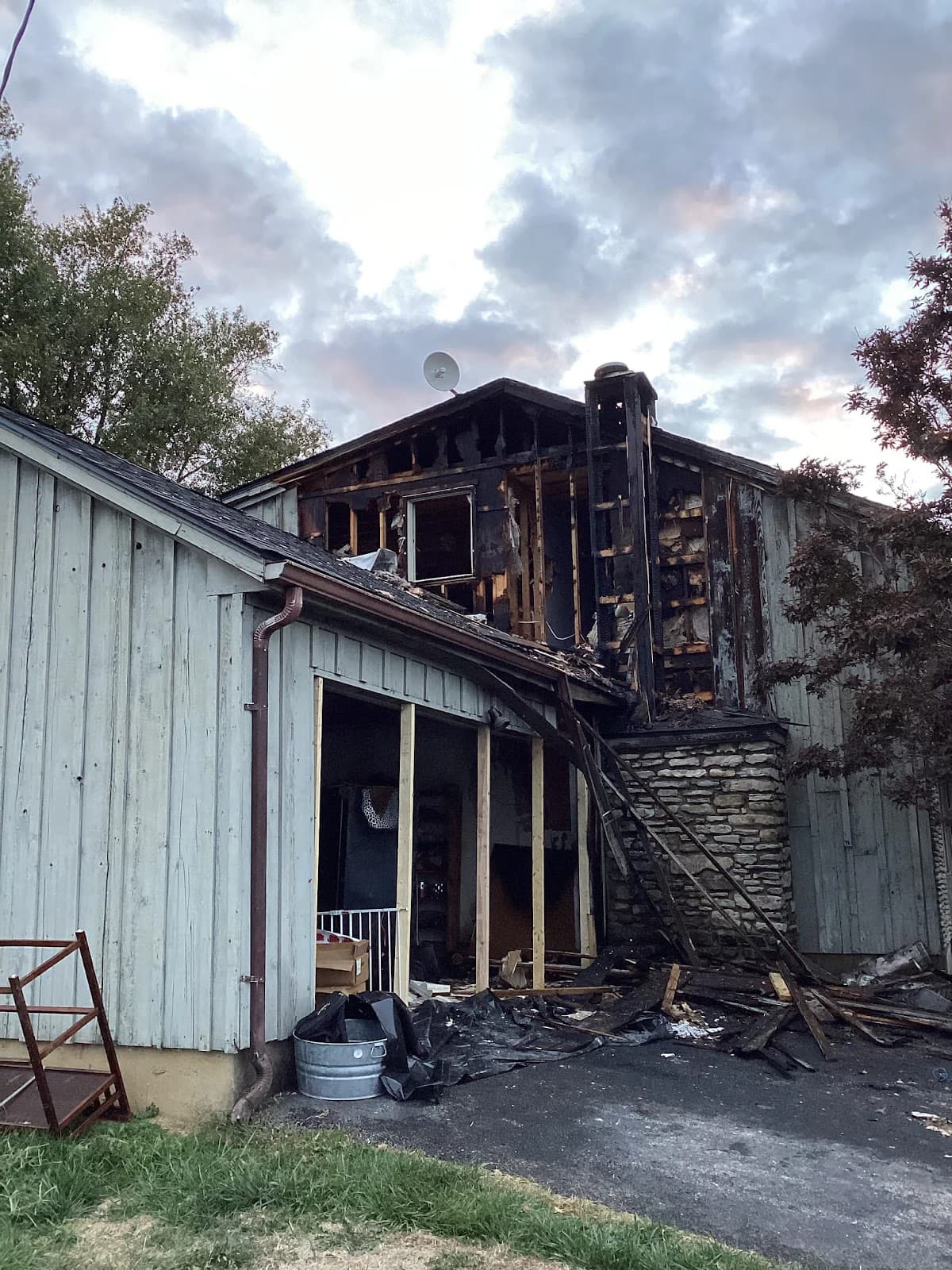Fire-damaged building exterior in Louisville showing the scale of a structural fire loss