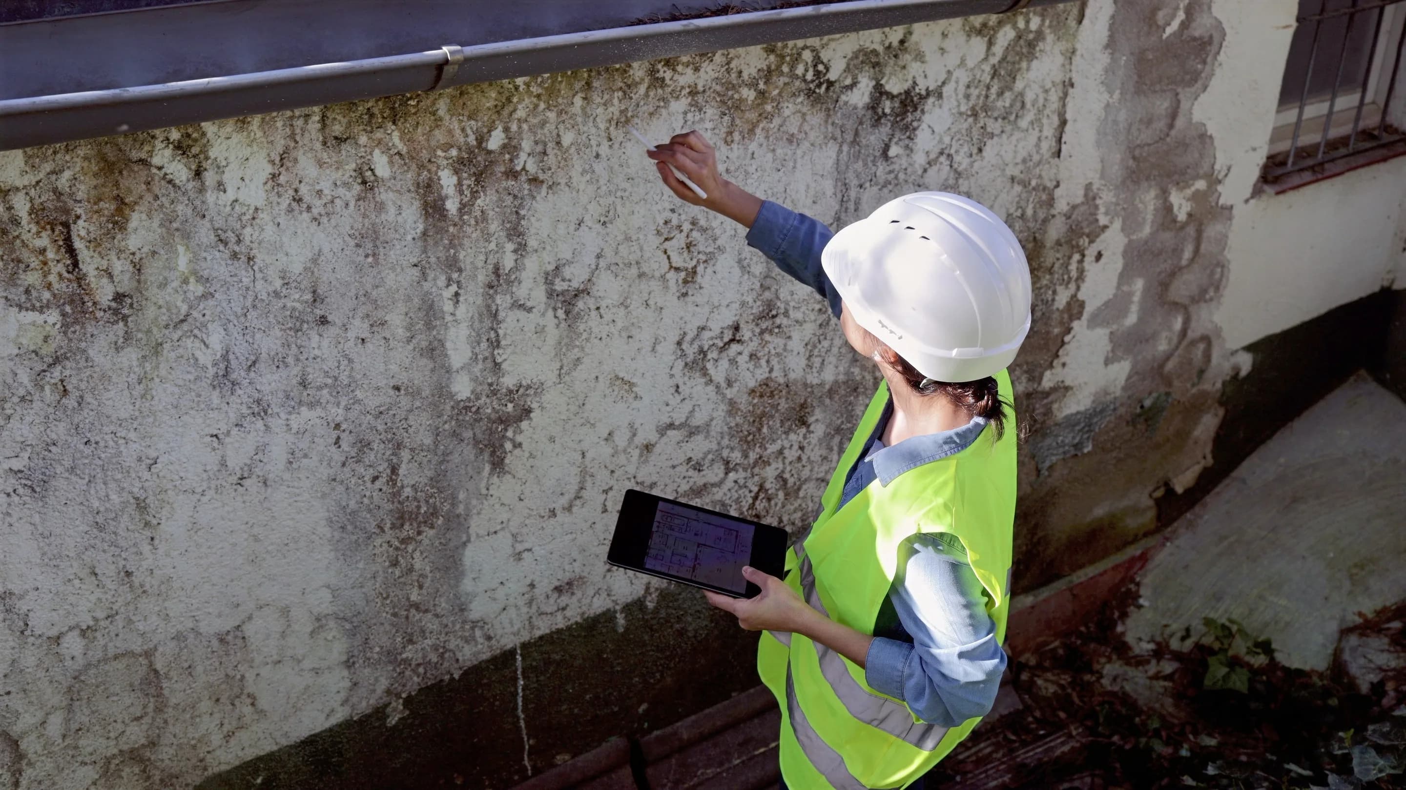 Inspector recording findings on a tablet during a free inspection